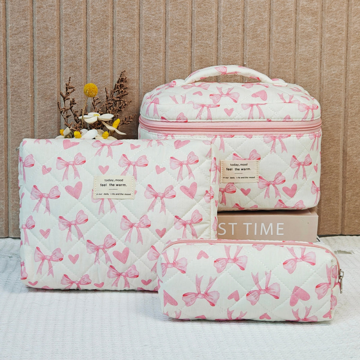 Women's Cotton Large Capacity Niche Portable Toiletry Floral Makeup Bag
