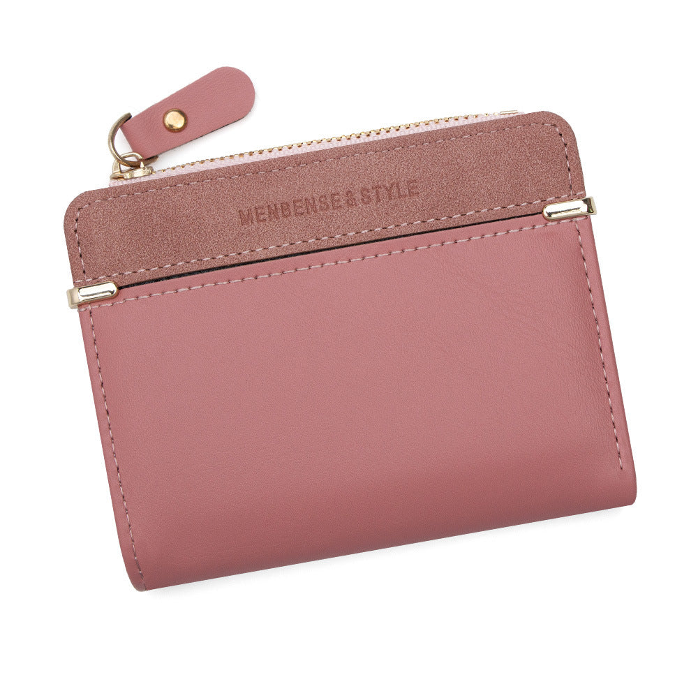 Elegant Women's Korean Simple Zipper Short Coin Purses
