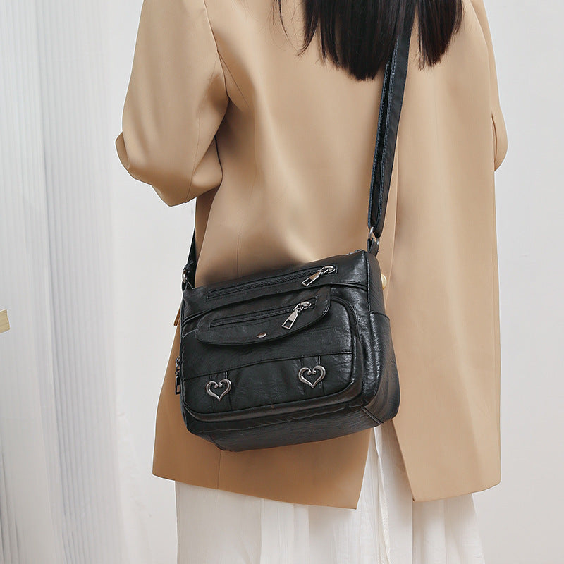 Women's People's Soft Leather Versatile Mom Shoulder Bags
