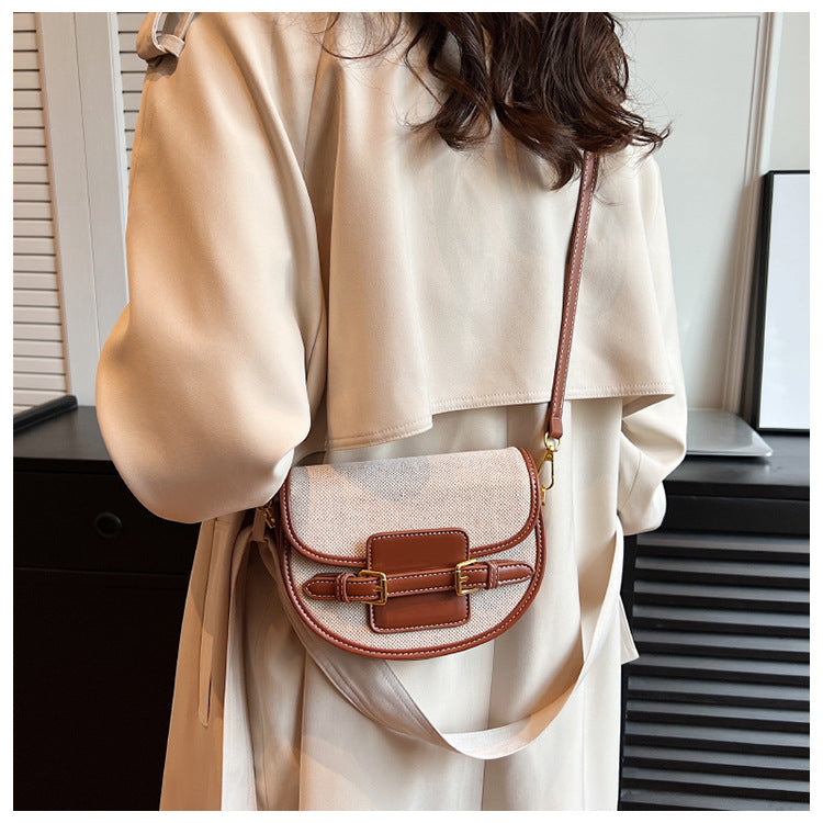 Women's Popular Advanced Texture Saddle Trendy Simple Shoulder Bags
