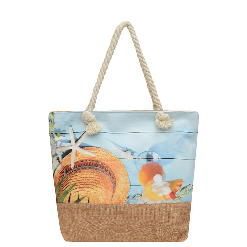 Style Linen Seaside Fashion Canvas Hemp Shoulder Bags