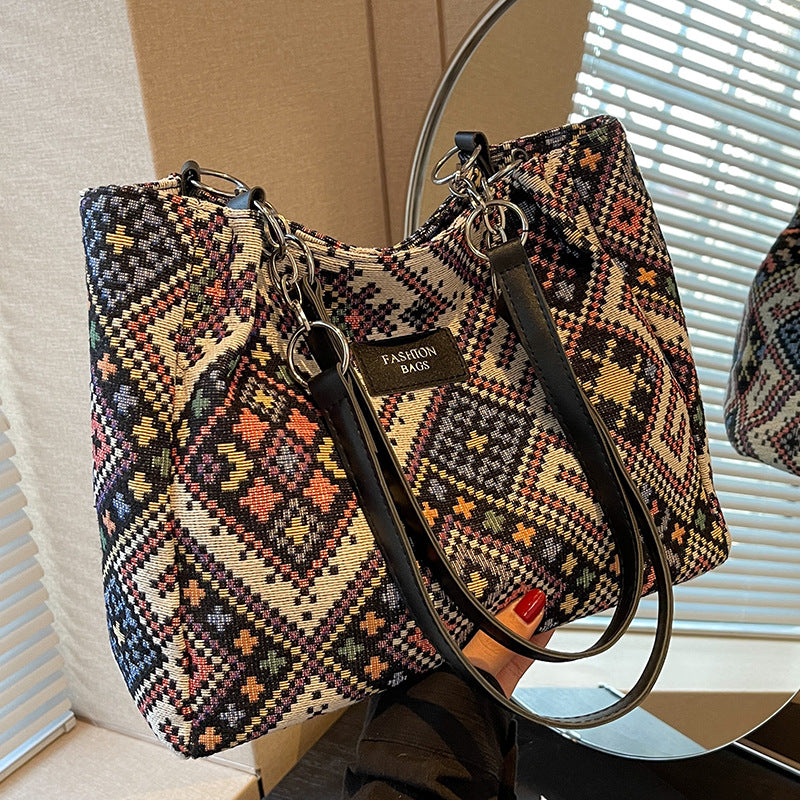 Women's Ethnic Style Large Capacity Commuter Canvas Shoulder Bags