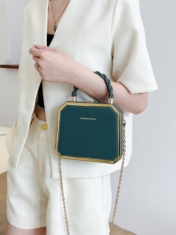Women's Box Fashion Chain Advanced Texture Twist Crossbody Bags