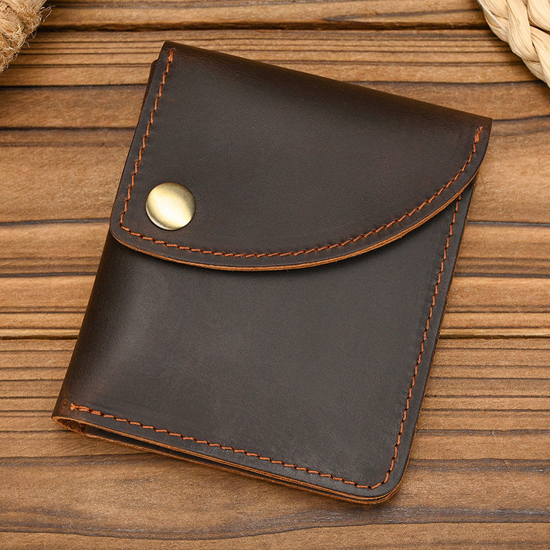 Men's Crazy Horse Leather Short Genuine First Card Holder