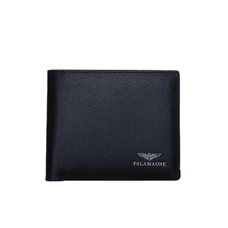 Men's Fl Short Leather Business Black Birthday Gift Men's Wallets