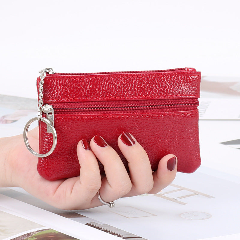 Authentic Leather Tactile Feel Female Mini Short Coin Purses