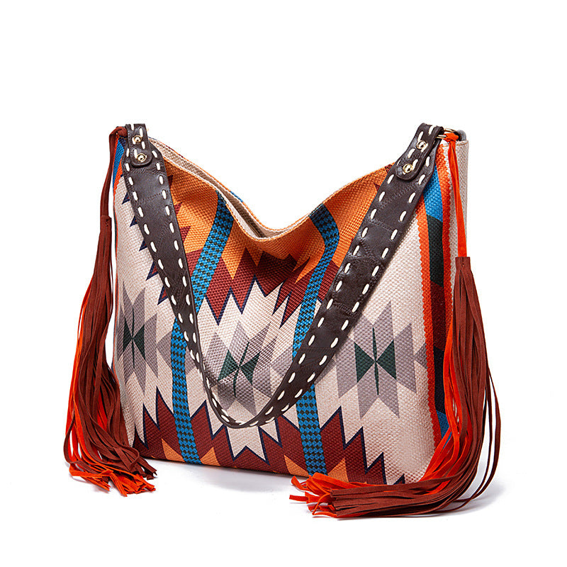Women's Vintage Hand-woven Cotton And Linen Large Crossbody Bags