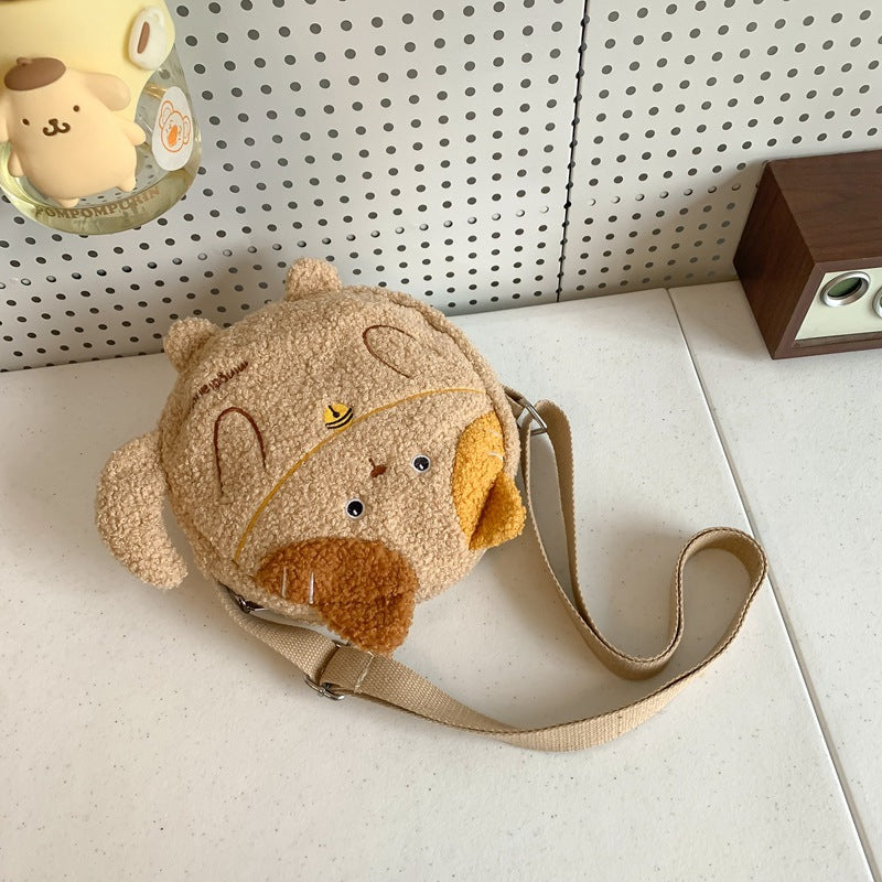 Plush Curly Kitten Cute Style Go Out Storage Crossbody Bags