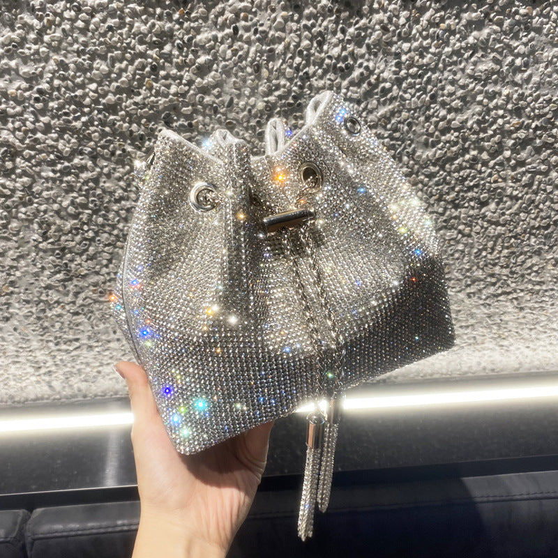 Women's Beautiful Rhinestone Round Chain Diamond Shoulder Bags
