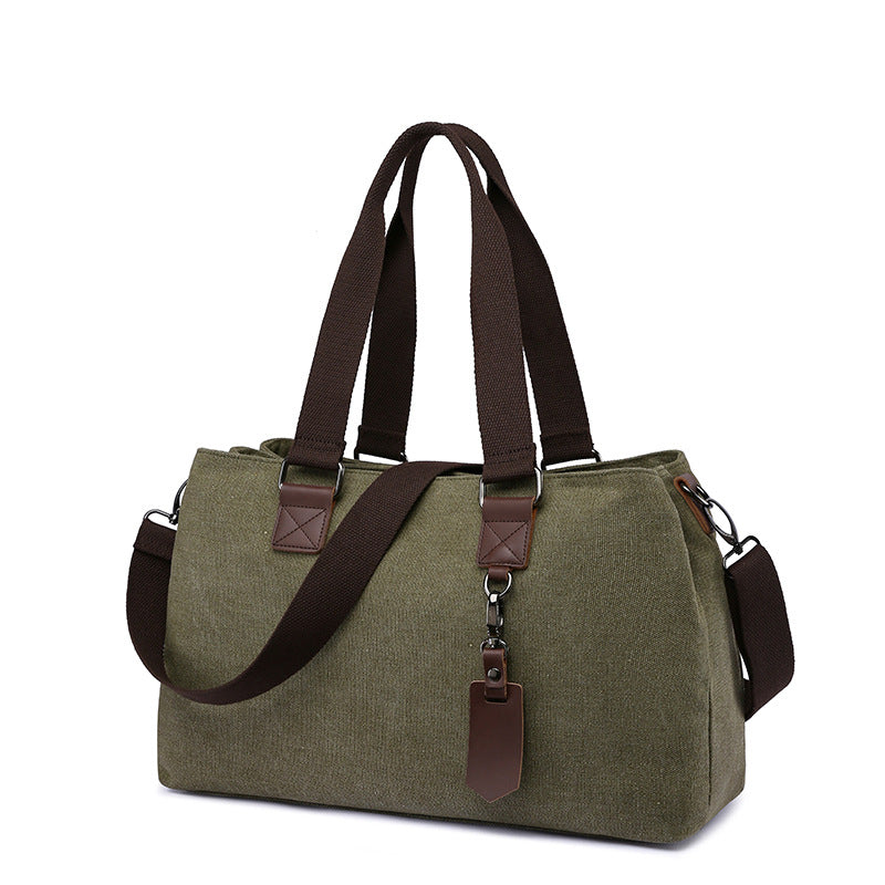 Women's Canvas Portable Solid Color Zipper Shoulder Bags