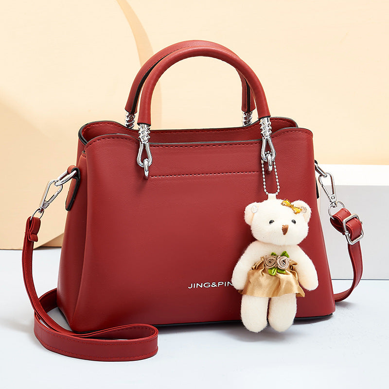 Women's Fashion Large Capacity Soft Leather Bear Shoulder Bags