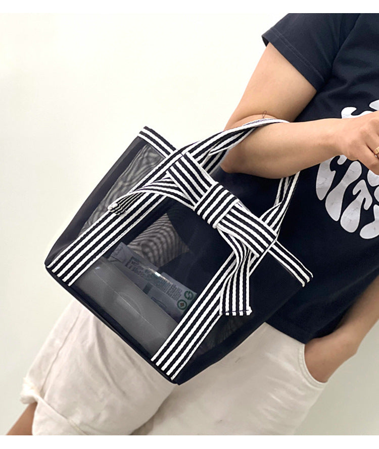 Transparent Mesh Hollow Portable Shopping Wash Handbags