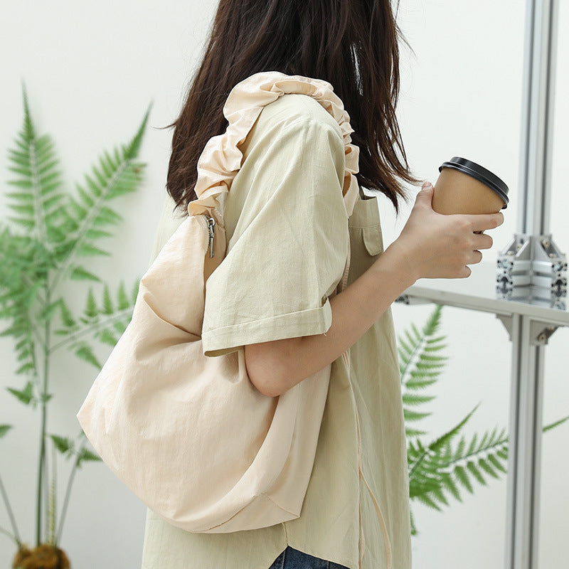 Leisure Drawstring Fresh Pleated Fashion Nylon Crossbody Bags