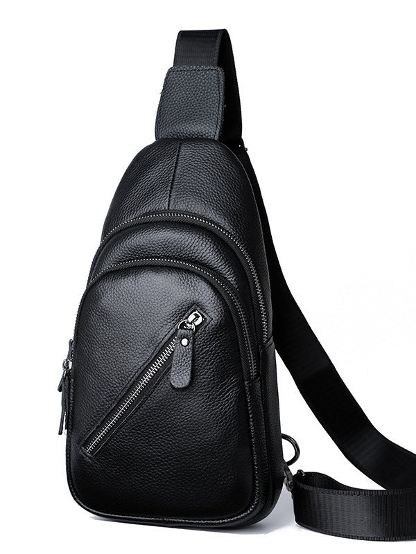 Men's Leather First Layer Cowhide Texture Men's Chest Bags