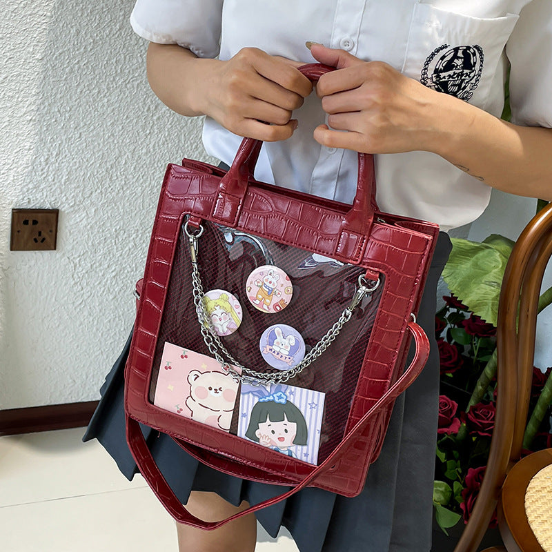 Crocodile Pattern Cartoon Transparent Bar Badge Crossbody Bags