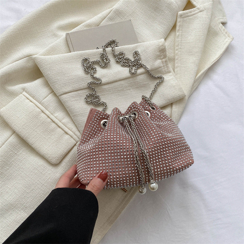 Women's Diamond Drawstring Light Rhinestone Full High-grade Shoulder Bags