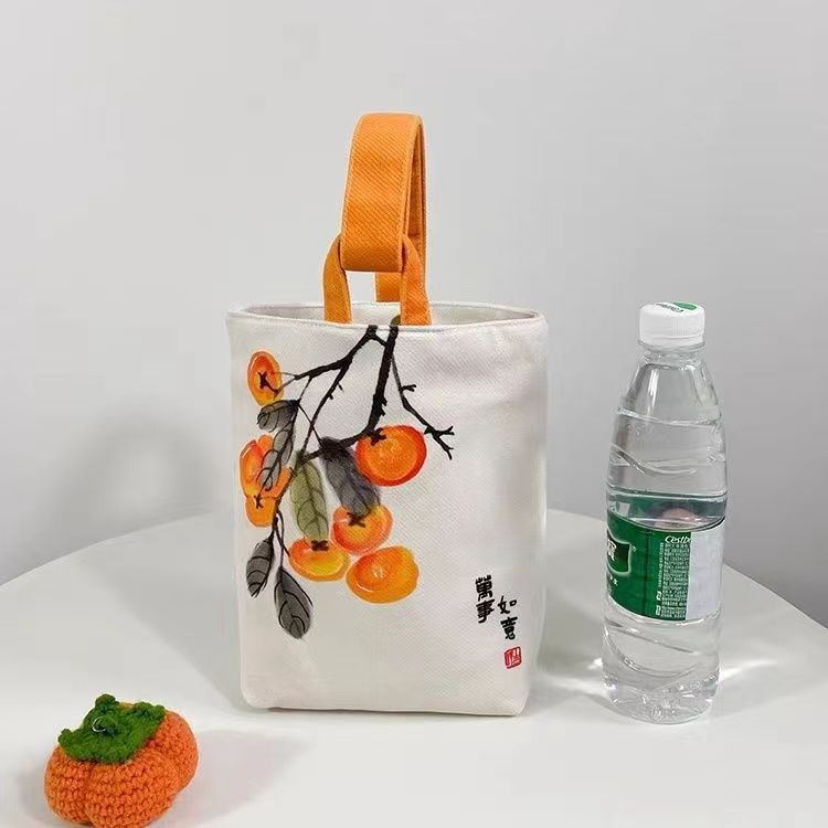 Chinese Style Calligraphy Everything Goes Well Cherry Loquat Handbags