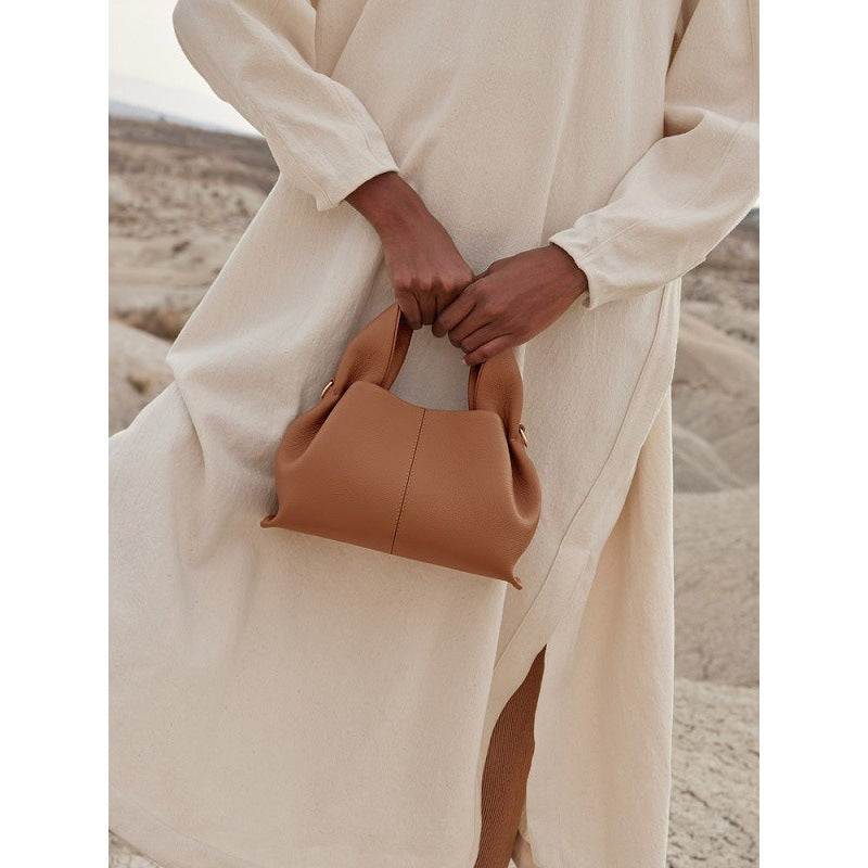 Women's French Niche Cloud Cowhide Dumpling Shoulder Bags
