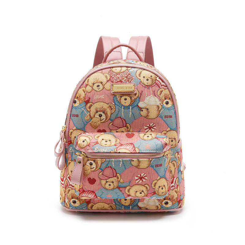 Women's Bear Attachment Figured Cloth Mini Backpacks