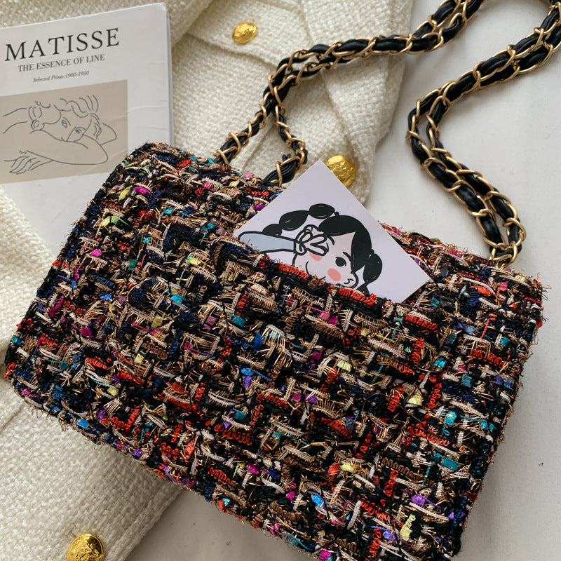 Women's Classic Style Woolen Fashion Korean Chain Crossbody Bags
