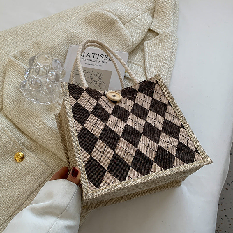 Women's Linen Fashion Out Style Western Lunch Handbags