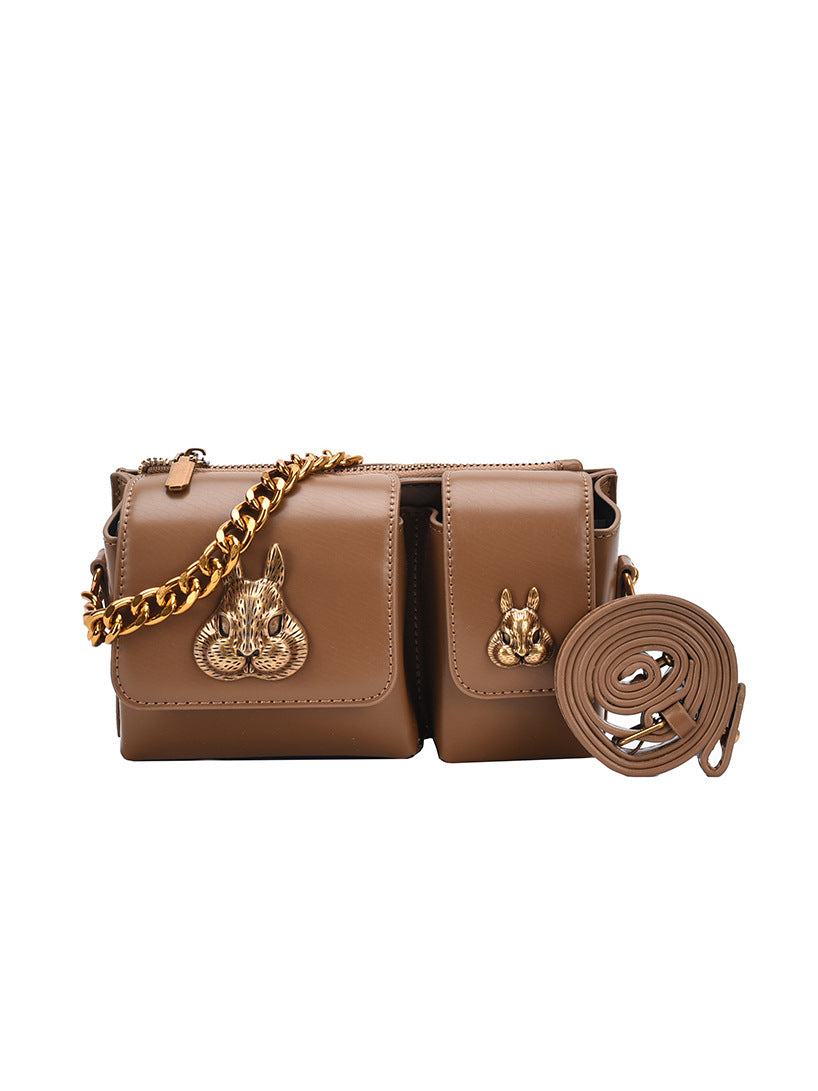 Women's Minority Fashion Haulage Motor Chain Rabbit Crossbody Bags