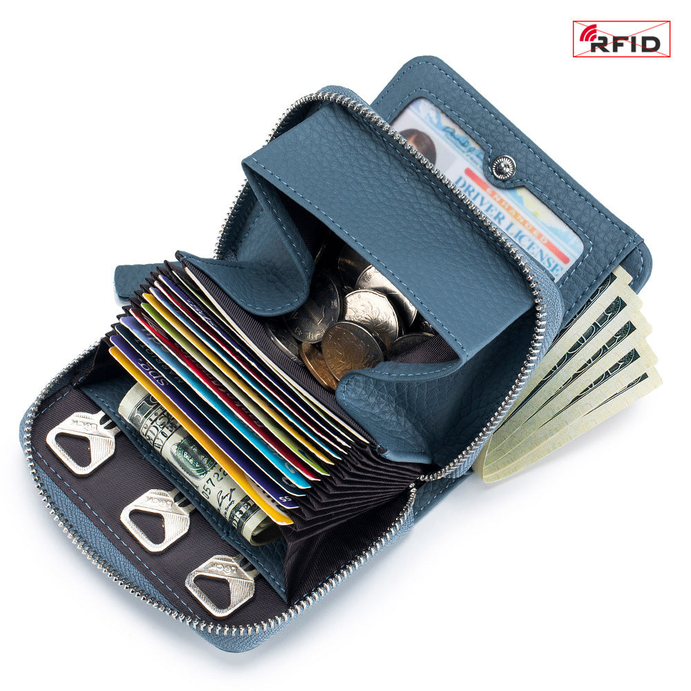 Women's Genuine Leather Simple Short First Layer Ladies Wallets