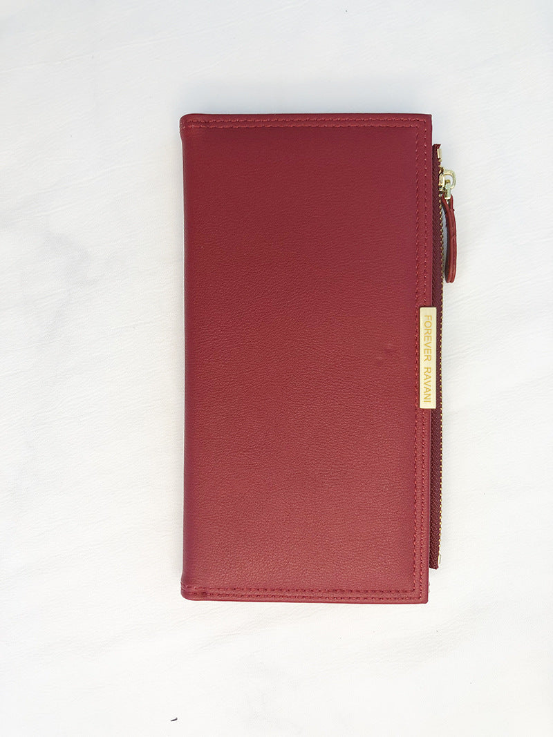 Women's Simple Clutch Long Two-fold Solid Color Ladies Wallets