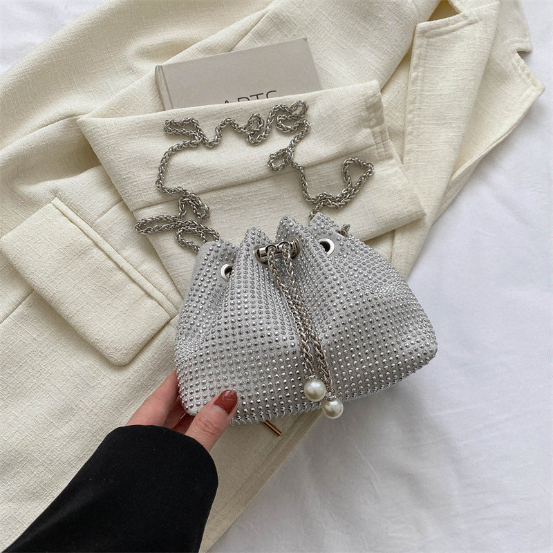 Women's Diamond Drawstring Light Rhinestone Full High-grade Shoulder Bags