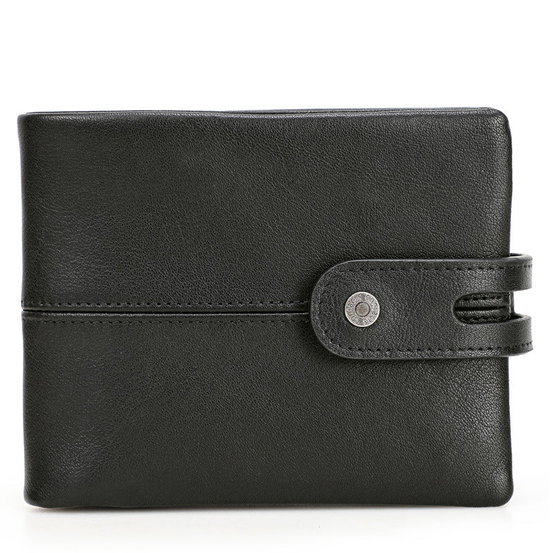 Men's Black Angel Swiping First Layer Cowhide Men's Wallets