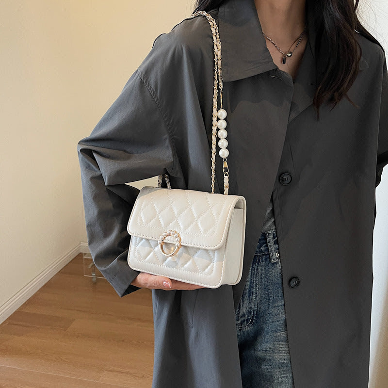 Women's Summer Mini Trendy Pearl Chain White Shoulder Bags