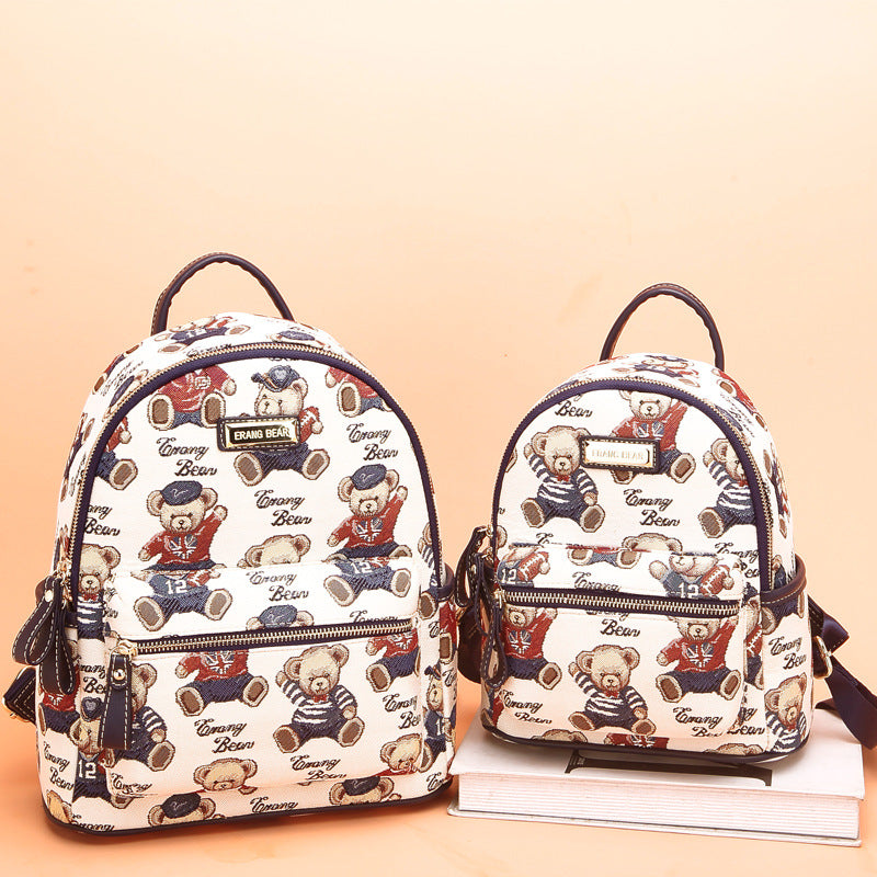 Women's Bear Attachment Figured Cloth Mini Backpacks