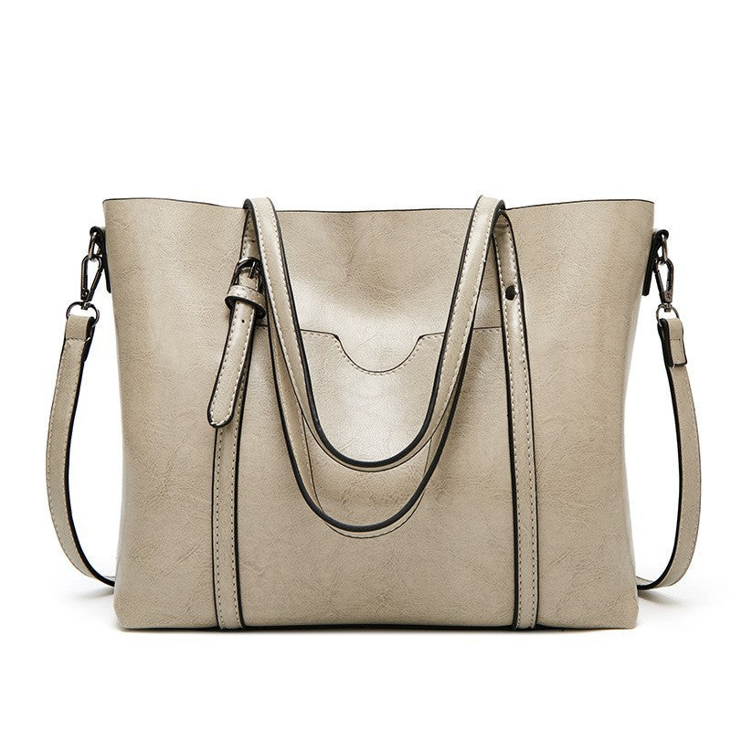 Women's Fashion Oil Wax Leather Portable Shoulder Bags