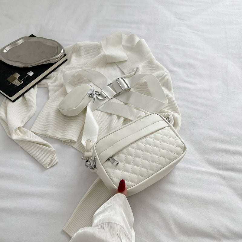Women's Underarm Simple Texture Embroidery Thread Diamond Shoulder Bags