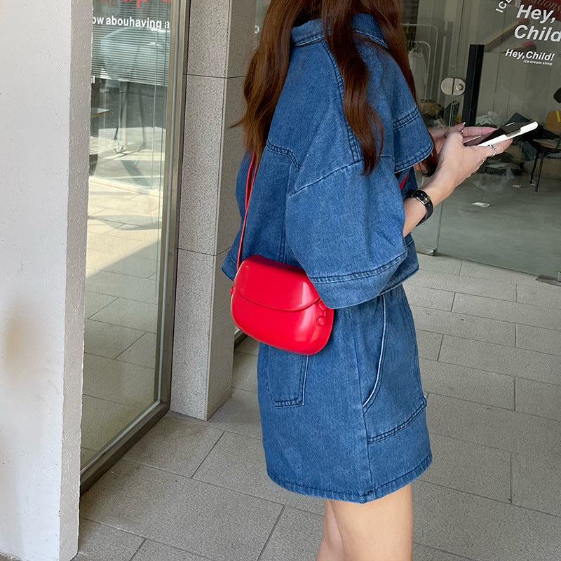 Women's Summer Retro Red Saddle Simple Mobile Phone Bags