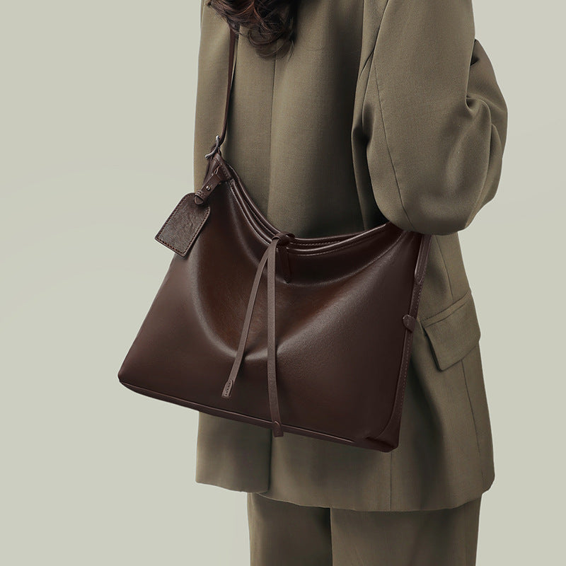 Women's Large Capacity Underarm High-grade Commuter Genuine Women's Shoulder Bag