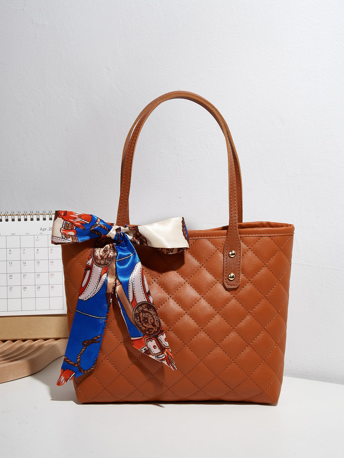 Large Capacity Rhombus Embroidered Trendy Simple Silk Handbags