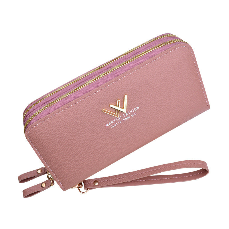 Women's Long Double Zip Clutch Fashion Simple Large Capacity Ladies Wallet