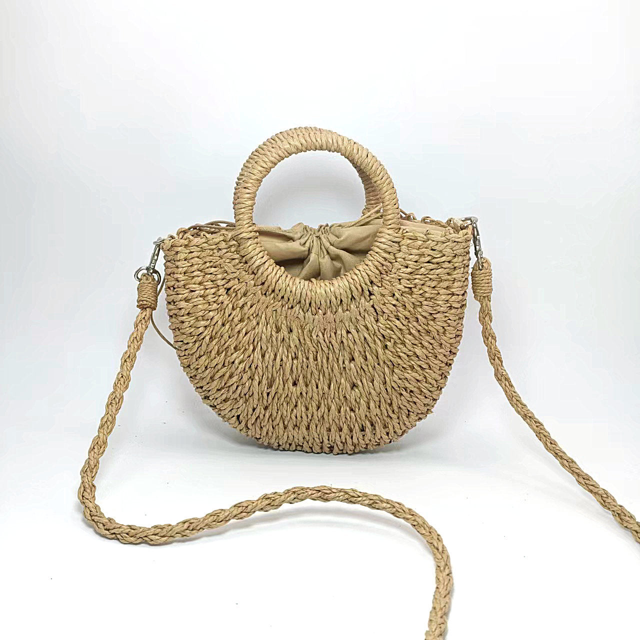 Women's Spring Fresh Sweet Leather Straw Woven Handbags