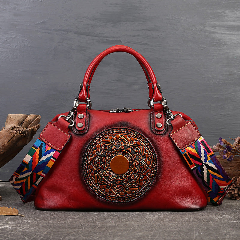 Women's Cowhide Commuter Large Capacity Dumpling Vintage Bags