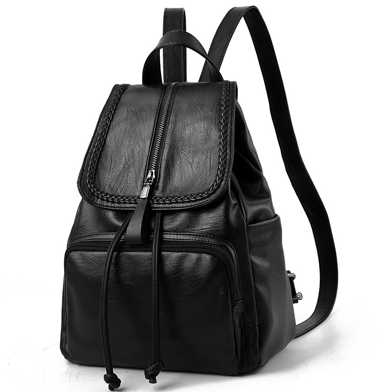 Women's Fashion Trendy Soft Leather Preppy Style Large Backpacks
