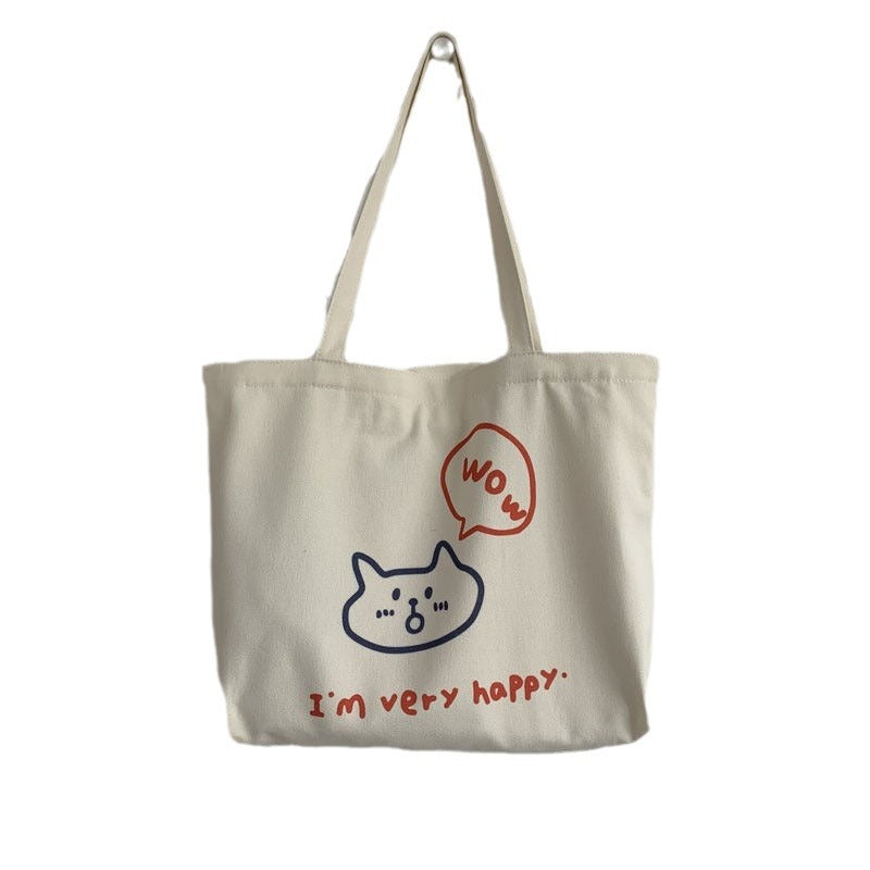 Canvas Female Korean Style Fresh Large Handbags