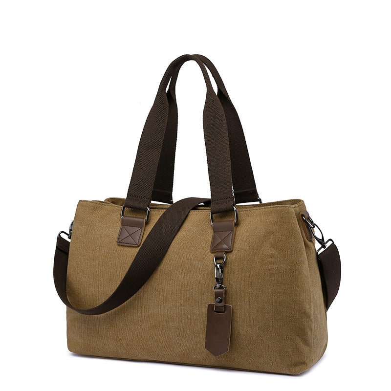 Women's Canvas Portable Solid Color Zipper Shoulder Bags
