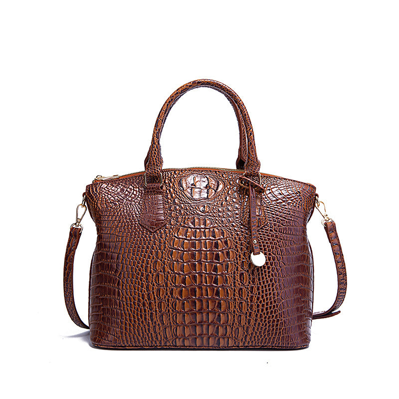 Women's Portable Retro Crocodile Pattern Brahmin Crossbody Bags