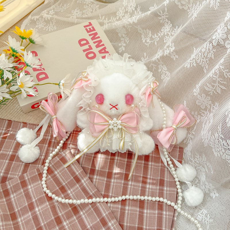 Lolita Bunny Cute Rabbit Pattern Pearl Crossbody Bags