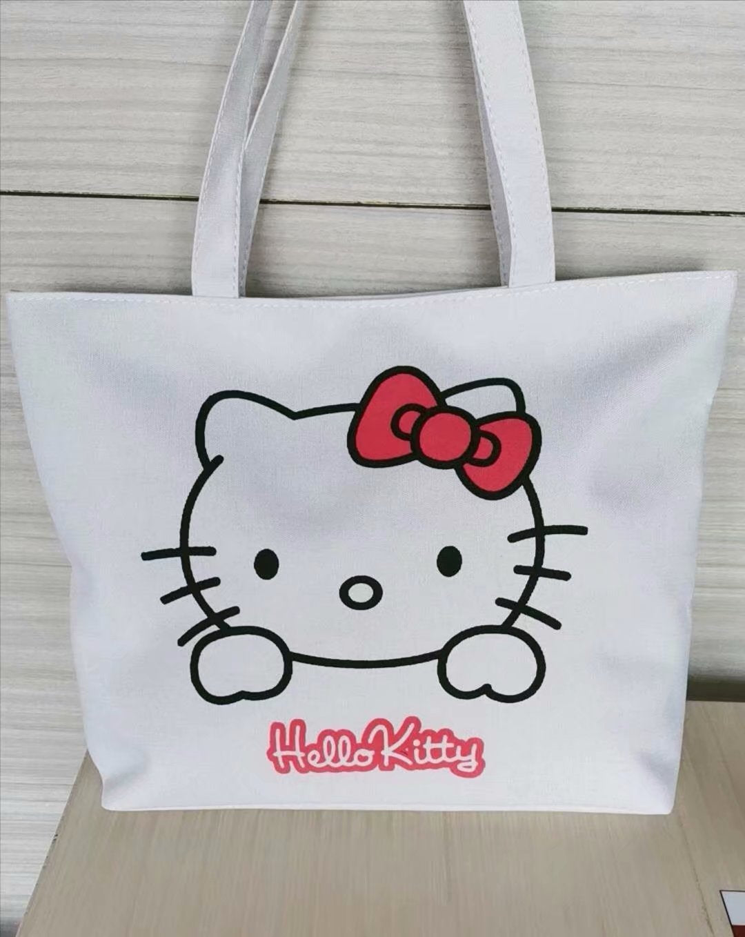 Women's Canvas Printed Simple Portable Large Capacity Shopping Bags
