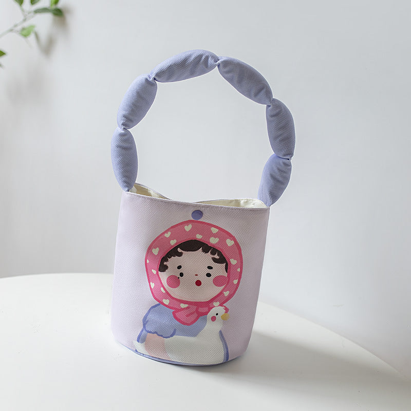 Women's Portable Underarm Cute Cartoon Cotton Handbags