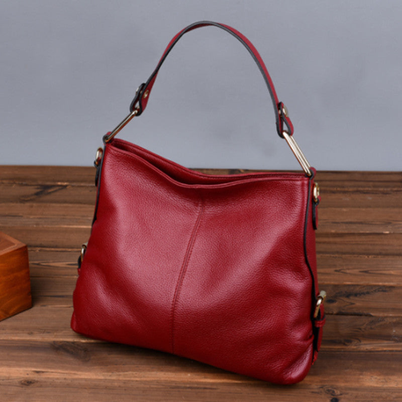 Women's Solid Color Leather Simplicity One Crossbody Bags