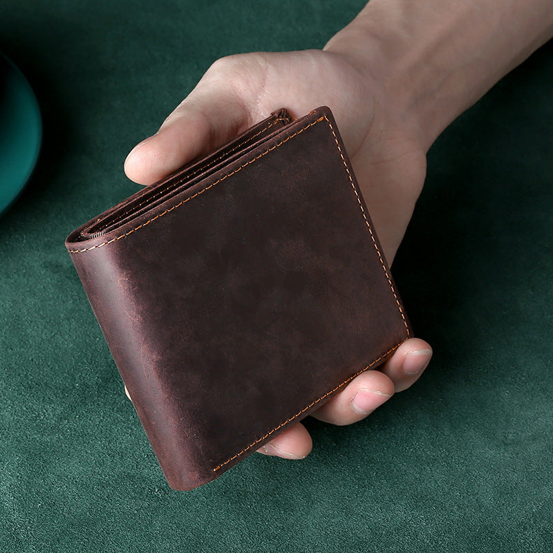 Men's Leather Vintage Crazy Horse Business Fashion Men's Wallet