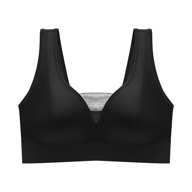 Women's Deep V Wide Shoulder Underwear One-piece Cup Bras